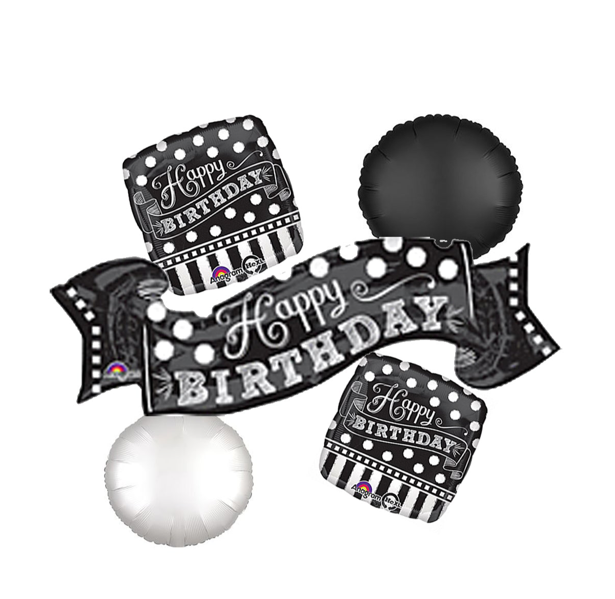 #92 Happy Birthday Black/White Balloon Bouquet