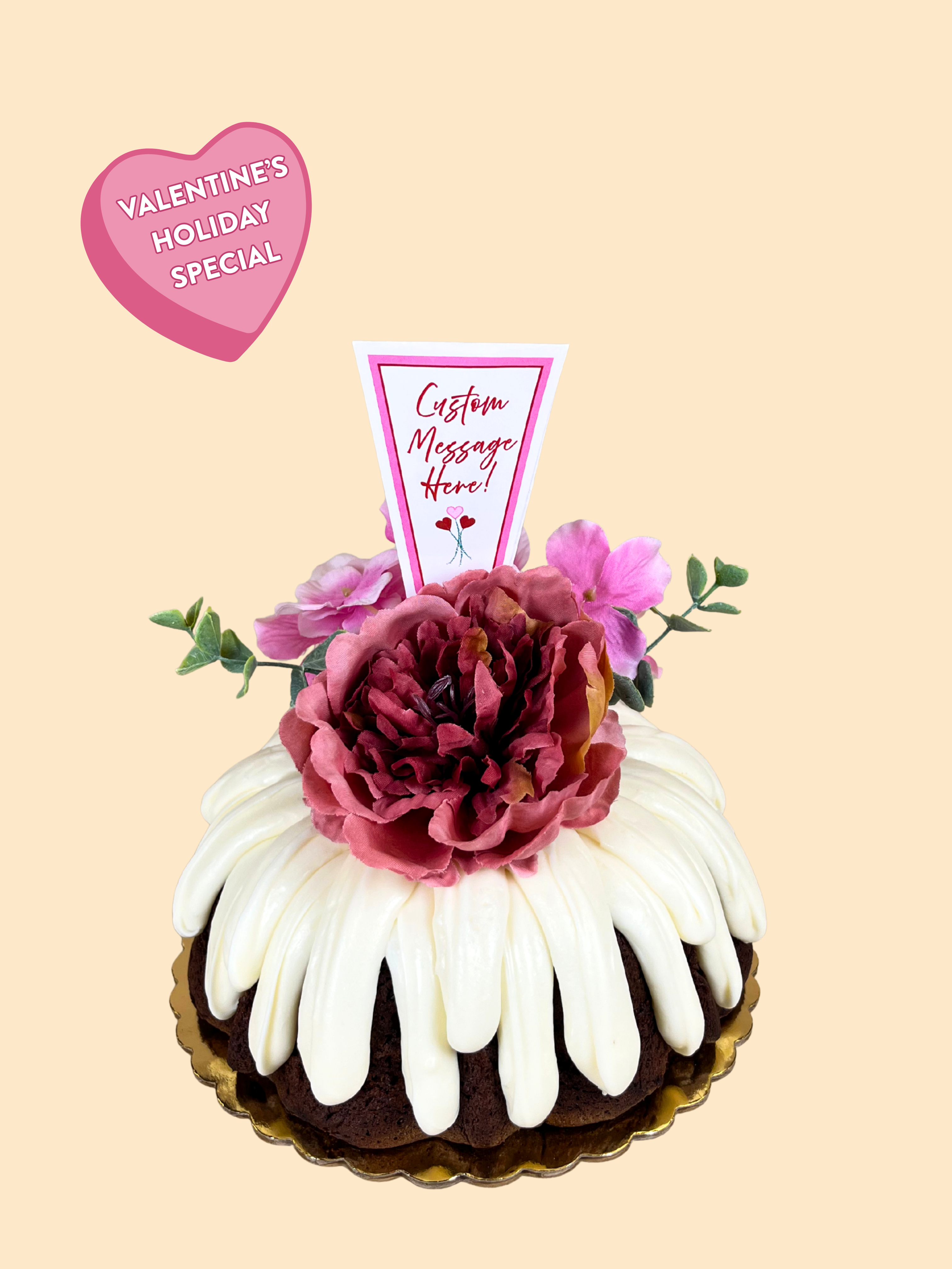 Pink floral themed valentine's day cake 