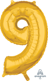 26" Gold Number Balloons