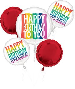 #60 Happy Birthday Rainbow Balloon Bouquet