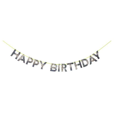 Happy Birthday Silver Garland